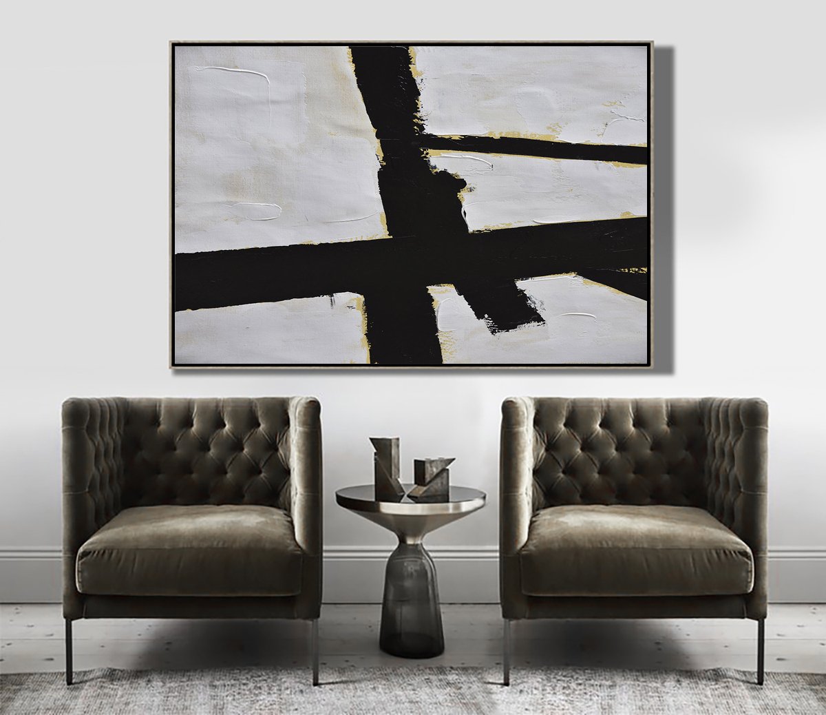 Horizontal Palette Knife Minimalist Art #C4Z